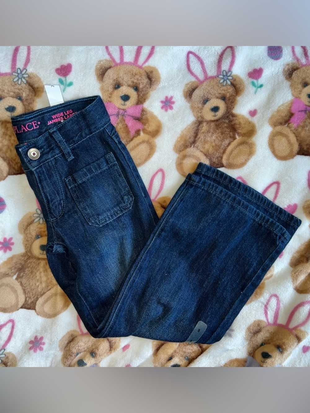The Children's Place Size Girls Size 5 Dark Wash Wide-Leg Jambes Larges Jeans